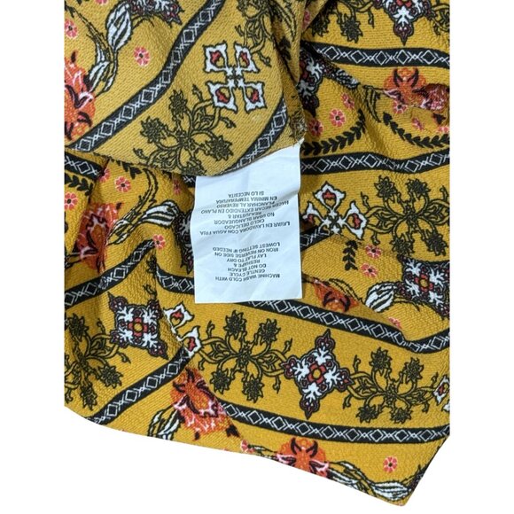 Skylar Jade Womens Blouse Size M Boho Style Yellow Black Floral Print Wrap - Picture 9 of 9